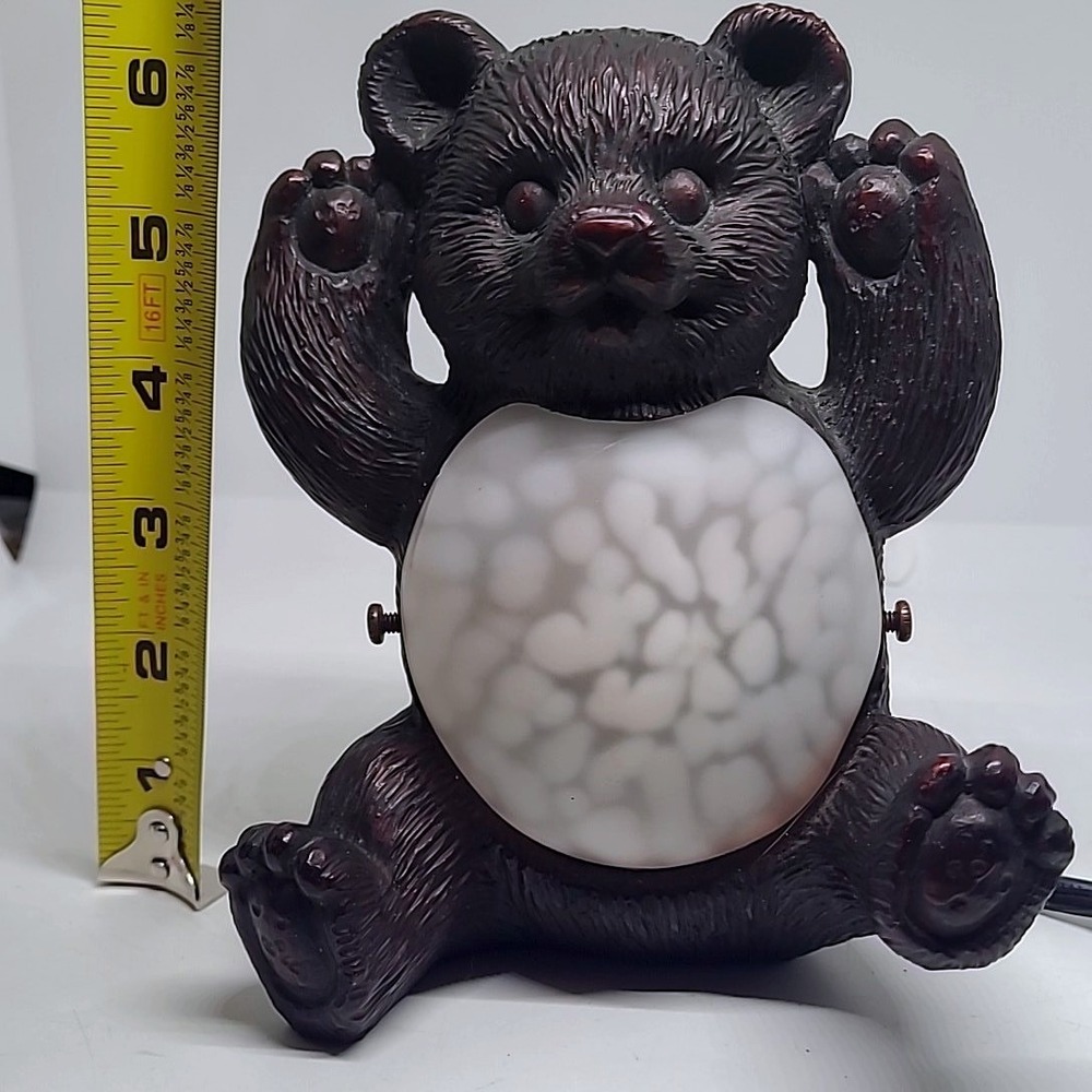 Vintage Bear Accent Lamp Brown Frosted Glass Belly Nightlight Cabin Decor - Picture 9 of 11